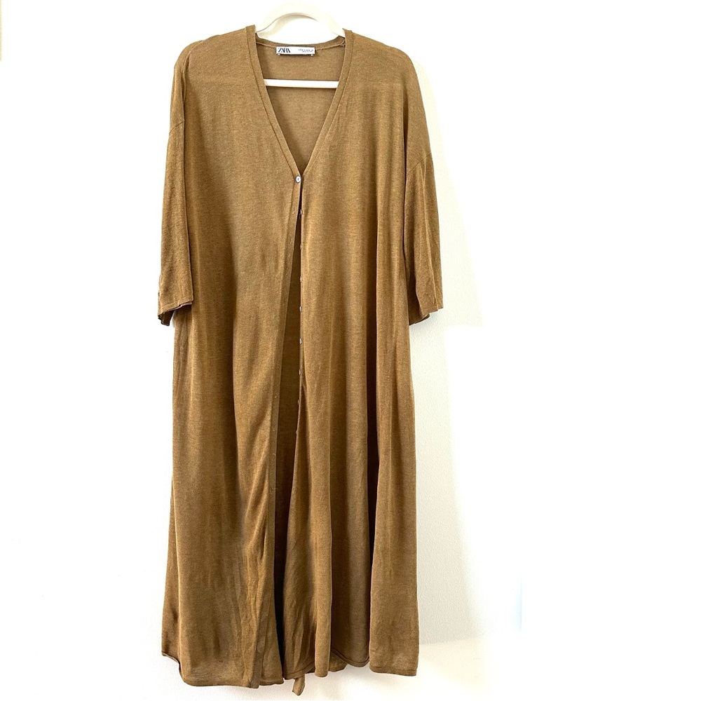 Zara long cardigan duster camel color size medium